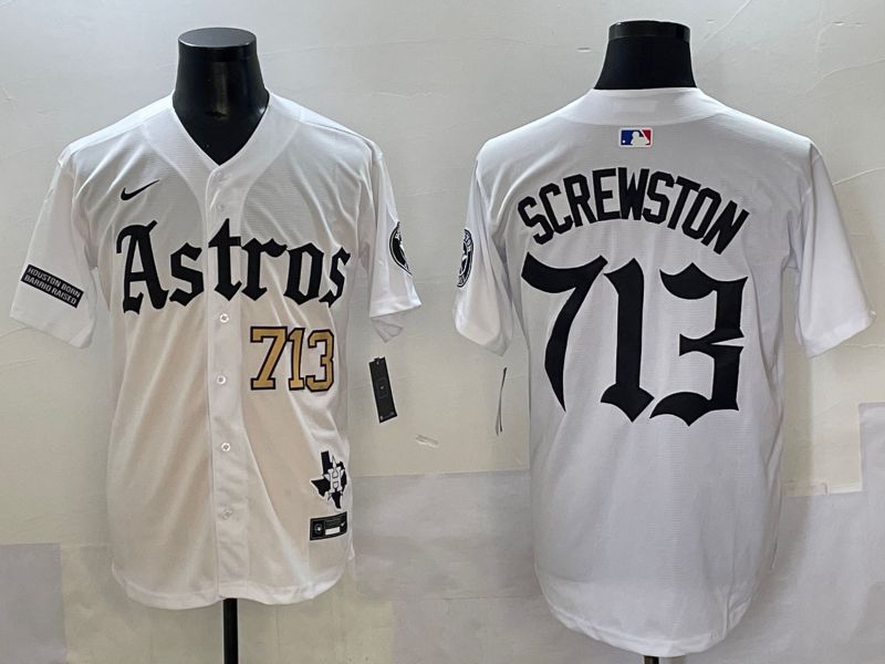 Men 2025 Houston Astros 713 Screwston White Five generations Joint Name Nike MLB Jersey style 7->houston astros->MLB Jersey